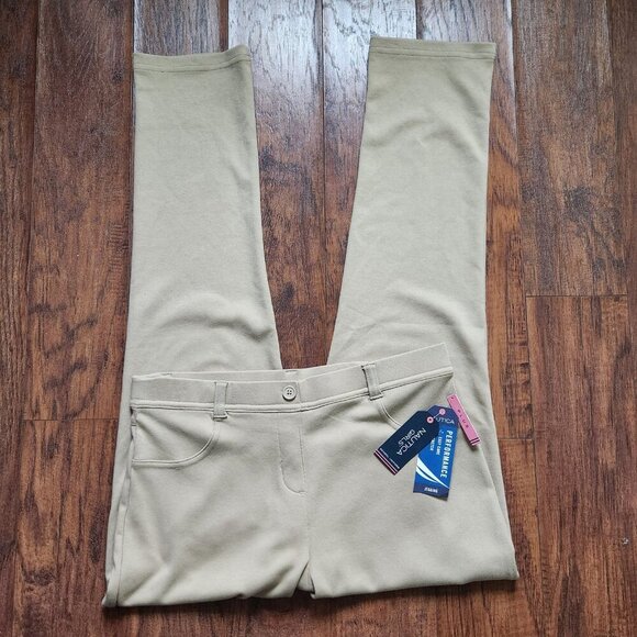 Nautica School Uniform Girls Jegging Size 16.5 Plus Khaki Stretch Pants - Picture 2 of 5